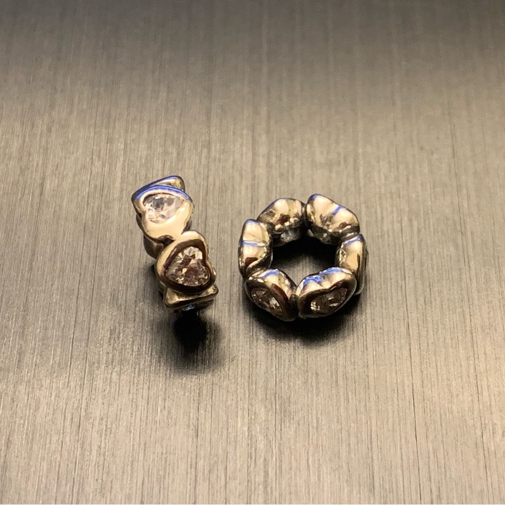 2 Authentic Pandora Space In My Heart Spacer Charm ~ 1 PAIR ~